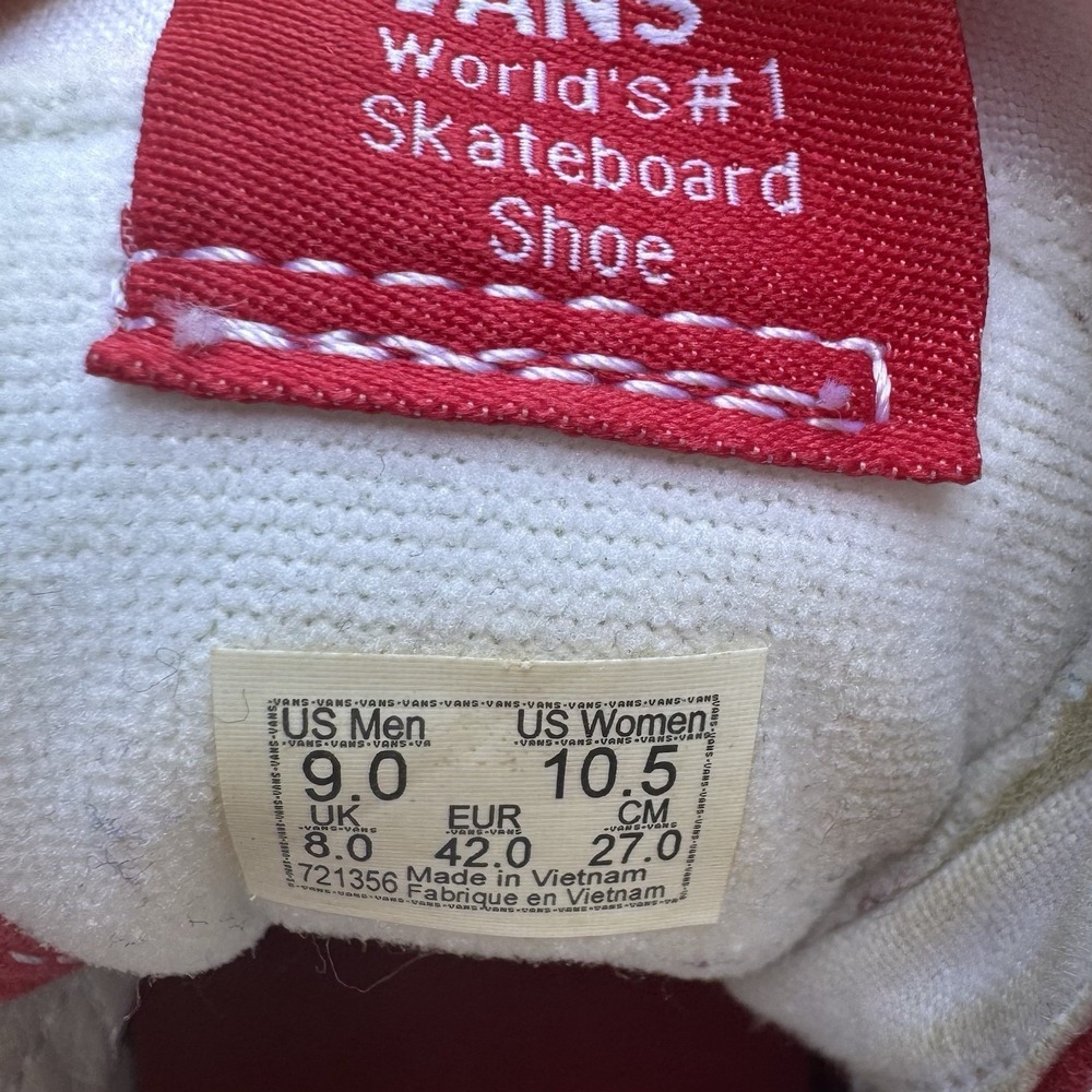 Vans Sk8-Hi Racing Red Men's 9‎ Women's 10.5 Sneaker Skater Canvas Hi-Top Shoes - Picture 10 of 10